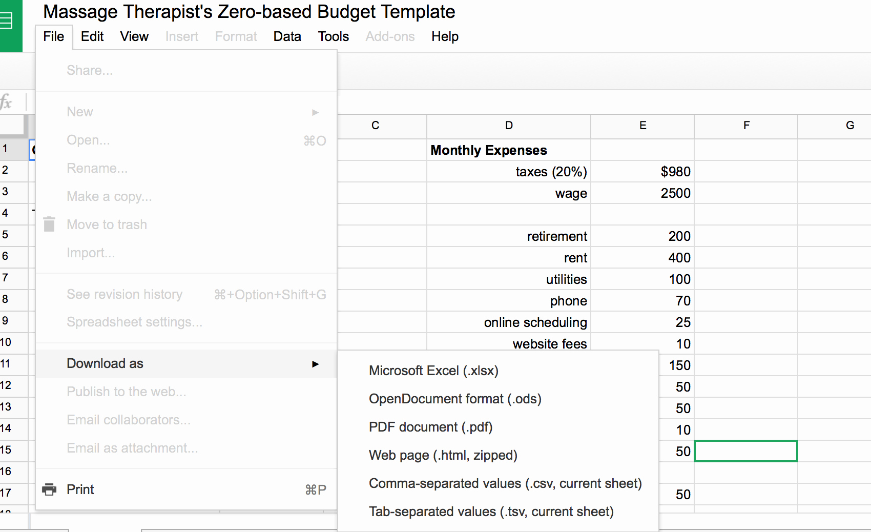 Zero Based Budgeting Template Lovely How to Operate Your Massage Practice On A Zero Based